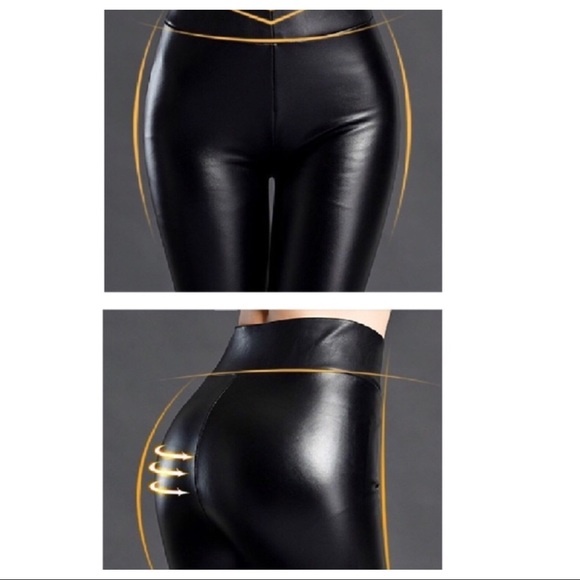 LAST PAIR FAUX LEATHER LEGGINGS LIFTS & FLATTERS - Picture 6 of 7